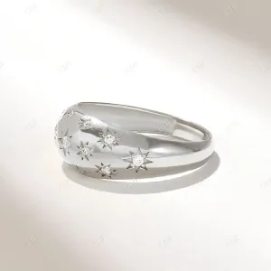 0.12CTW Round Cut Lab Grown Diamond Star Dome Ring