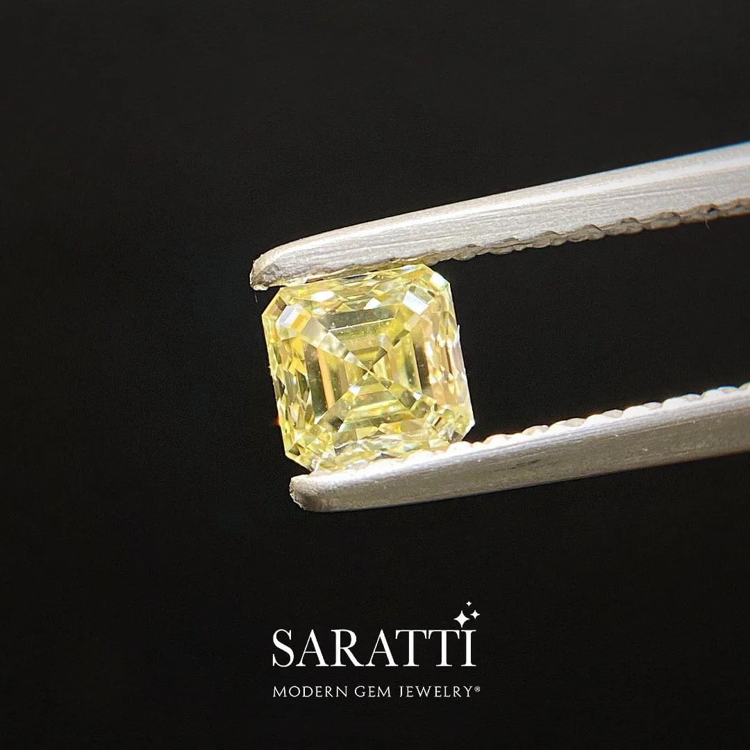 0.56 carats Asscher Cut Fancy Yellow Natural Diamond Gem