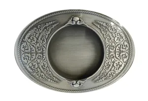 1.75 INCH Coin Holder <br> Antique Silver <br> Belt Buckle