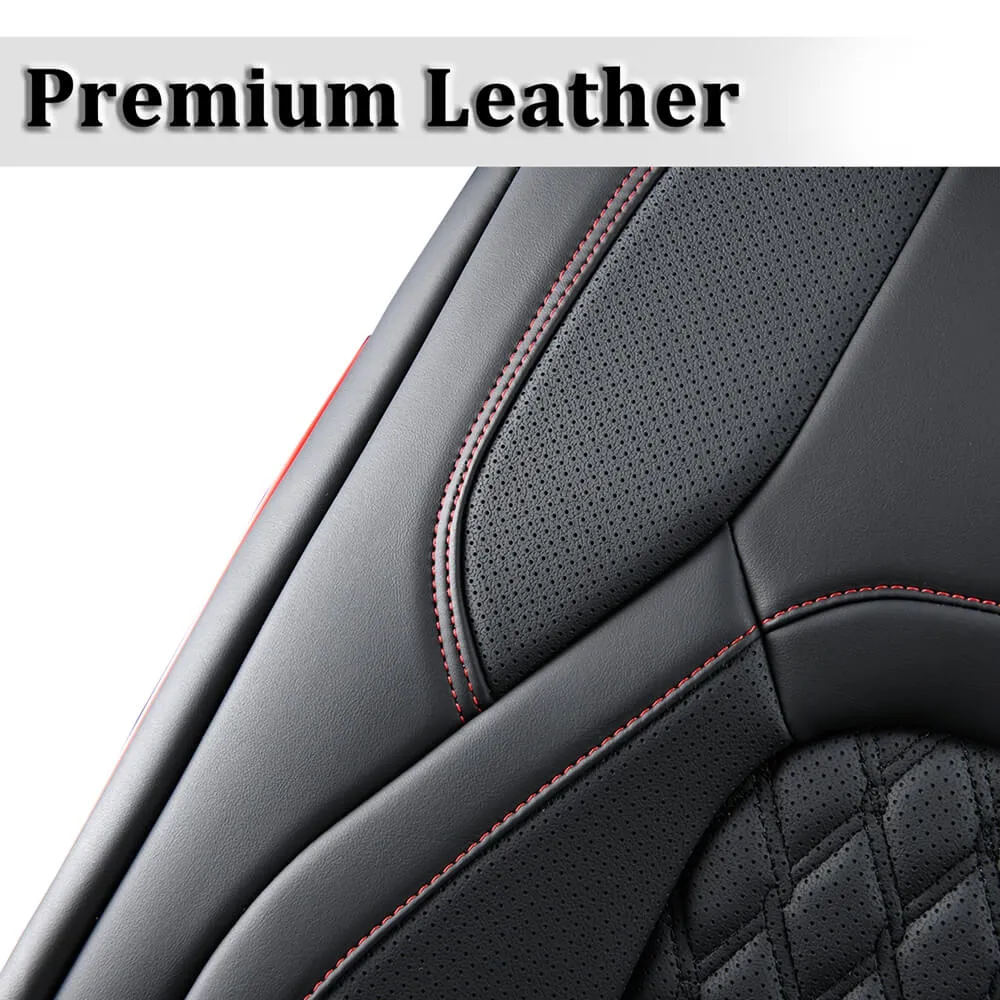 2009-2023 Ram 1500, 2010-2024 Ram 2500 3500 Crew Cab Custom Fit Seat Covers Coverado Leather Auto Seat Protector with Concave Front, Split Curved Back/ Flat Back Seats Full Coverage