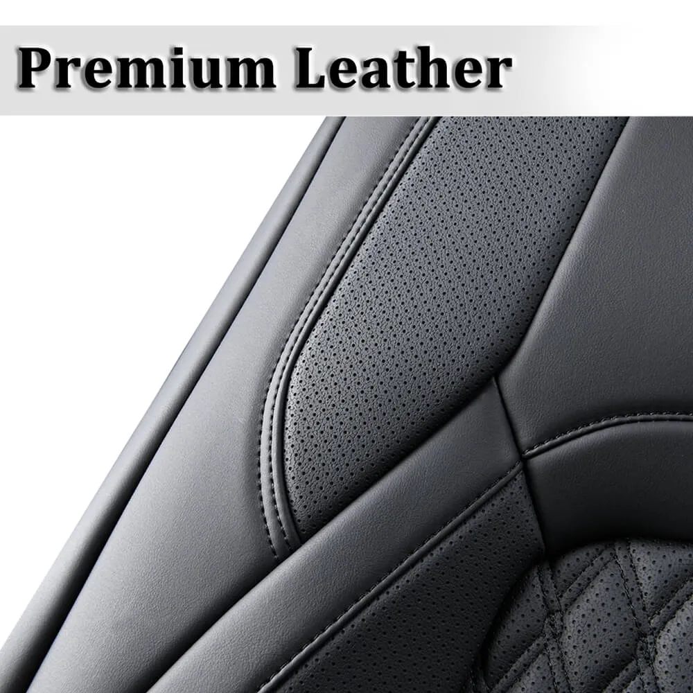 2009-2023 Ram 1500, 2010-2024 Ram 2500 3500 Crew Cab Custom Fit Seat Covers Coverado Leather Auto Seat Protector with Concave Front, Split Curved Back/ Flat Back Seats Full Coverage