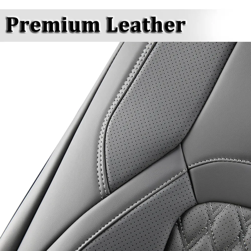 2009-2023 Ram 1500, 2010-2024 Ram 2500 3500 Crew Cab Custom Fit Seat Covers Coverado Leather Auto Seat Protector with Concave Front, Split Curved Back/ Flat Back Seats Full Coverage