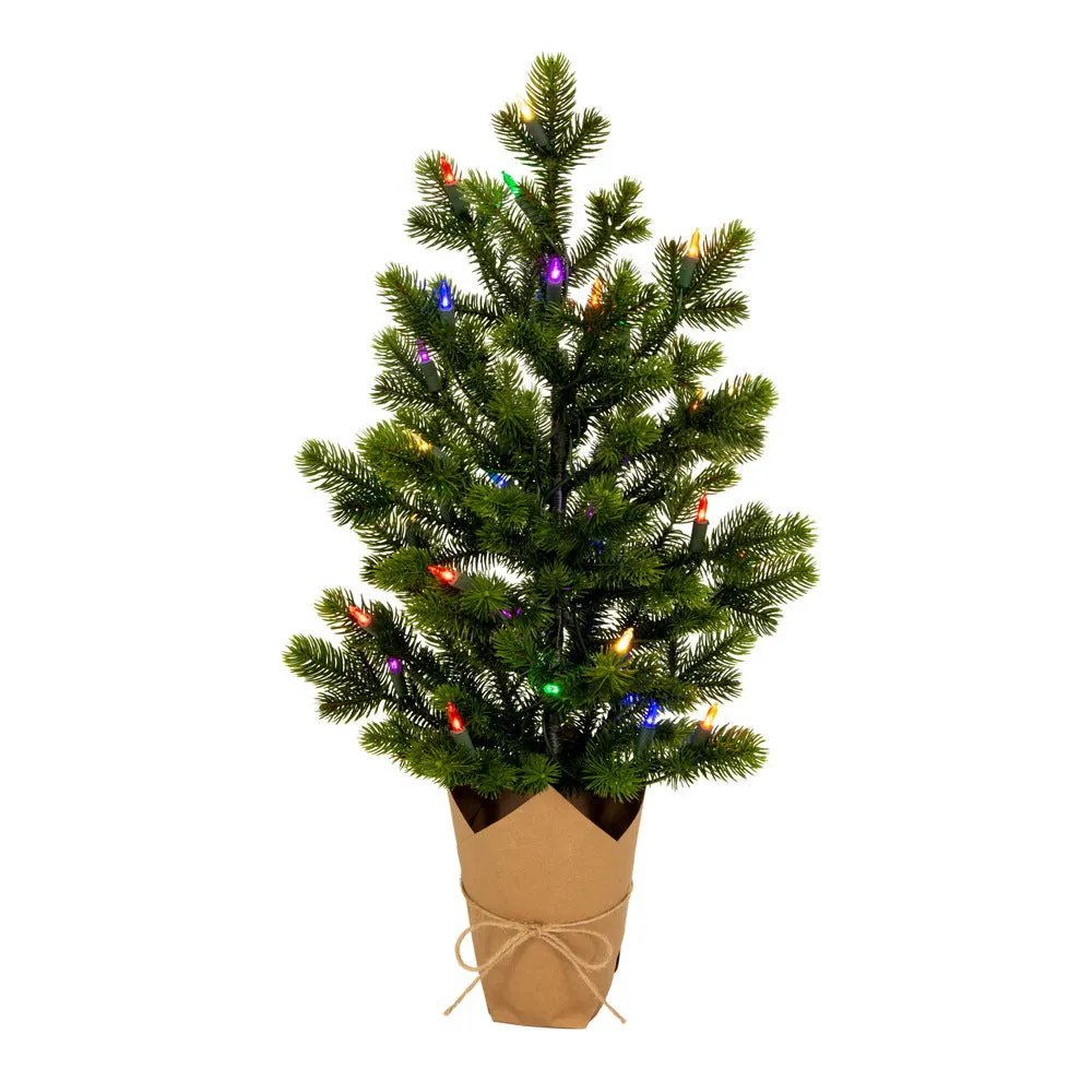 24" x 14" Bryson Spruce Artificial Xmas Tree Dura-Lit LED Colored Mini Lights