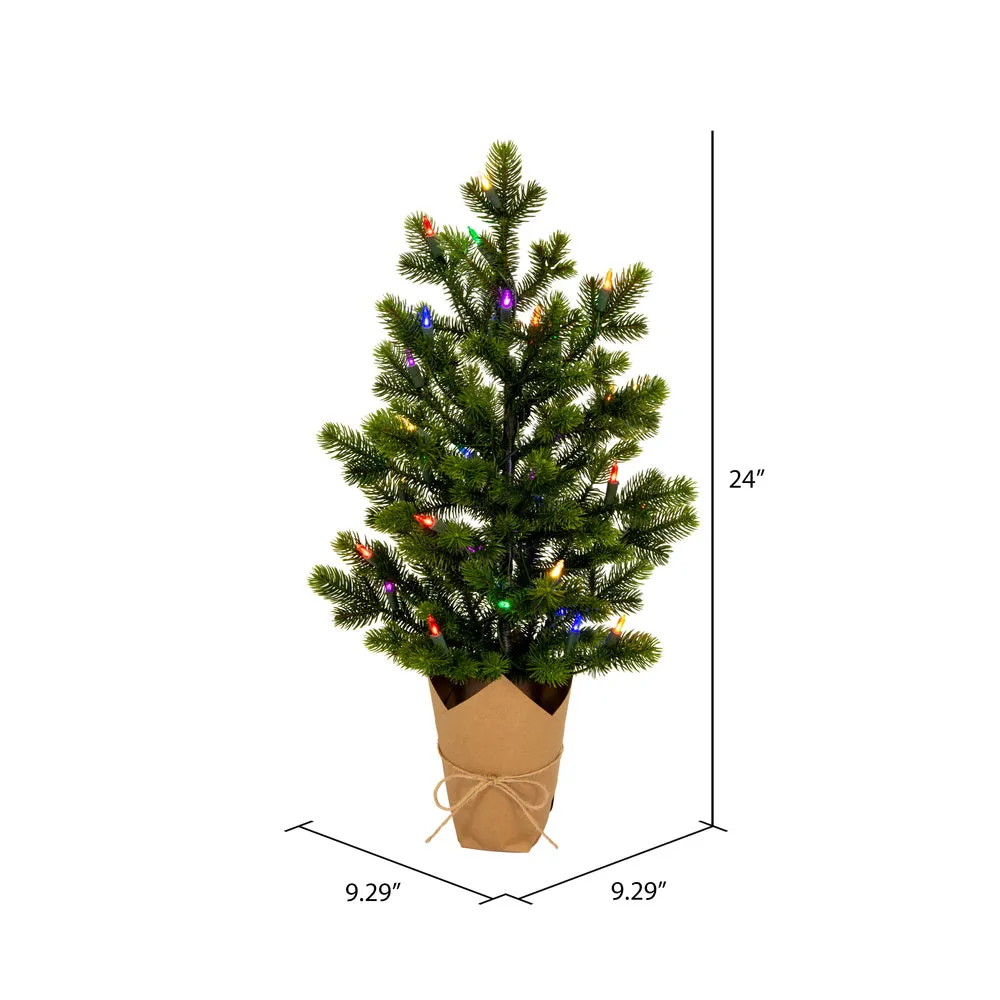 24" x 14" Bryson Spruce Artificial Xmas Tree Dura-Lit LED Colored Mini Lights