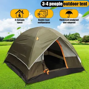 3-4 Person Windbreak Camping Tent Dual Layer