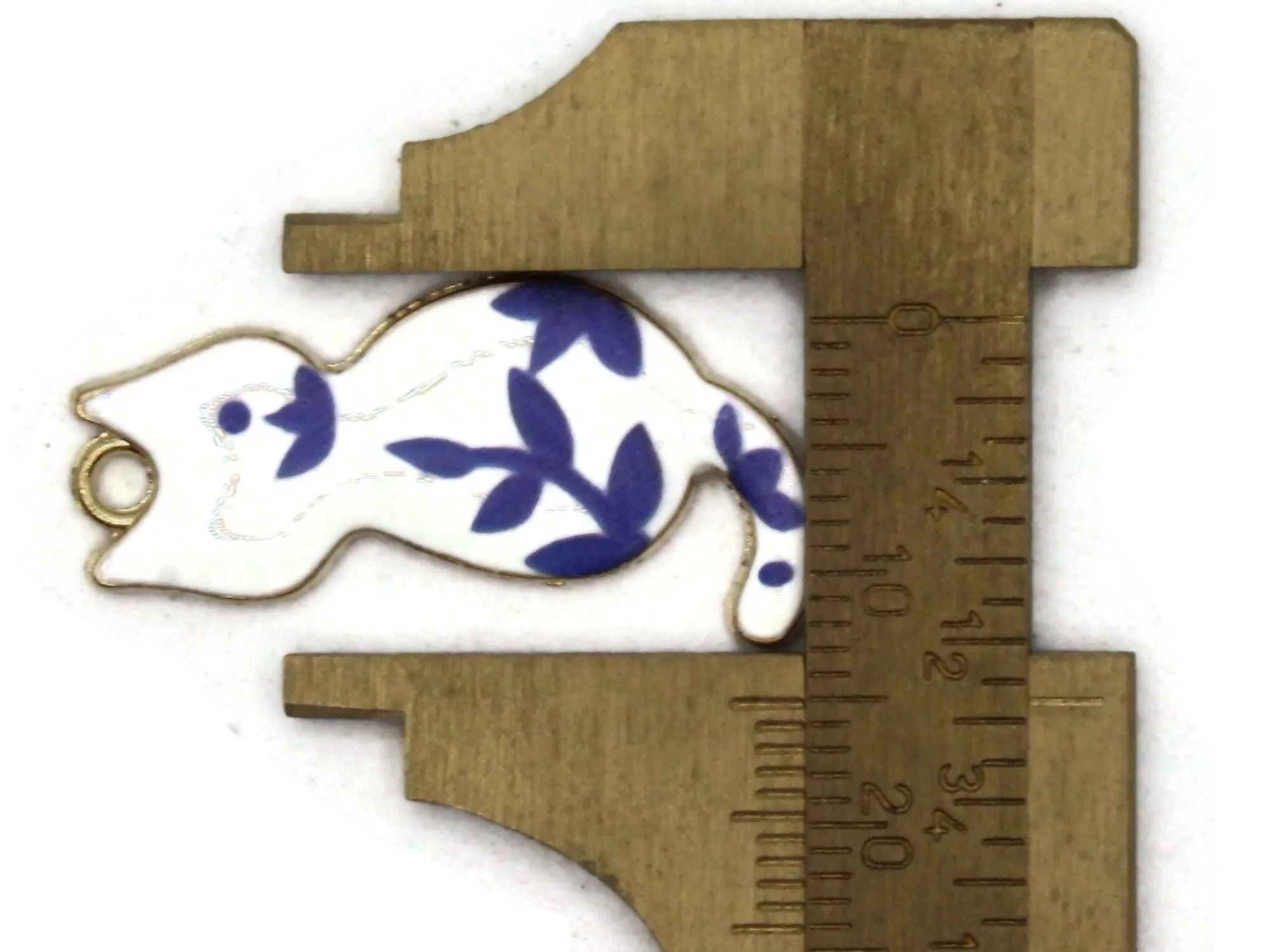 30mm Black and White Spotted Cat Enamel and Gold Tone Pendants