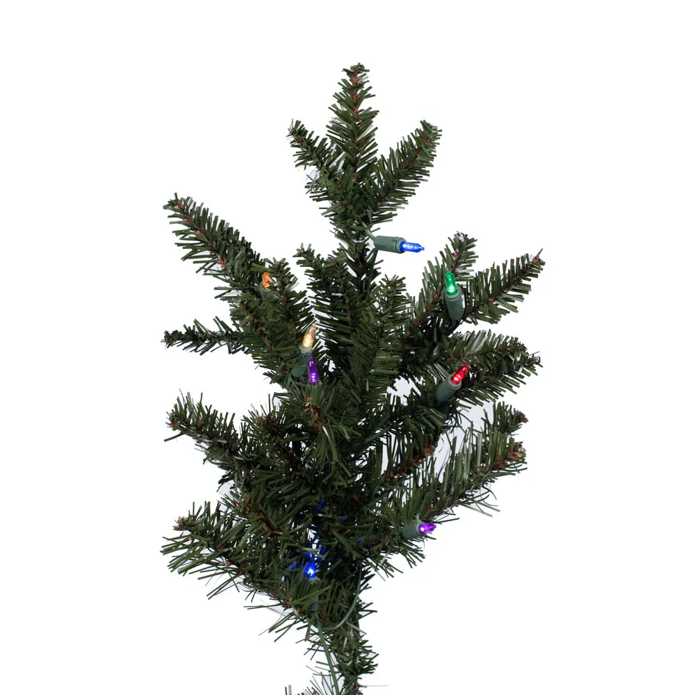 7.5' x 45" Slim Natural Fraser Fir Artificial Xmas Tree Colored Dura-Lit LED