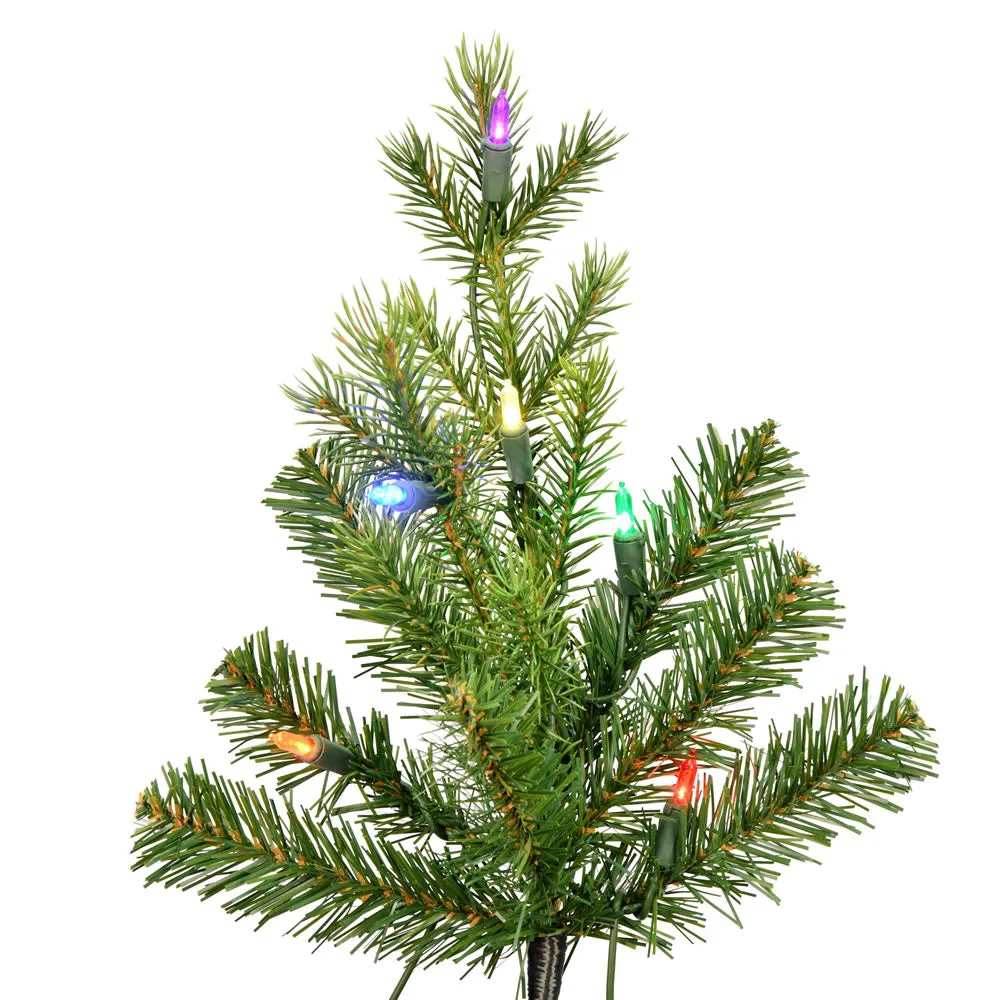 9' x 43" Moutauk Pine Artificial Christmas Pencil Tree Colored Dura-Lit LED