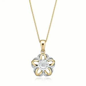 9ct Two Tone Gold & Diamond Set Pendant