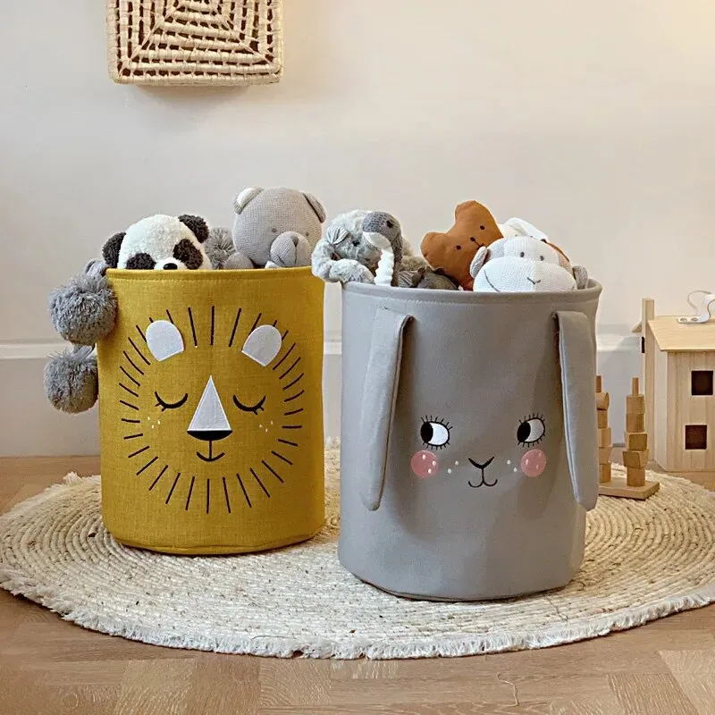 Anyhouz Storage Bucket Little Lion Large Capacity Cloth Organizer Basket  Folding Home Storage Bag Basket