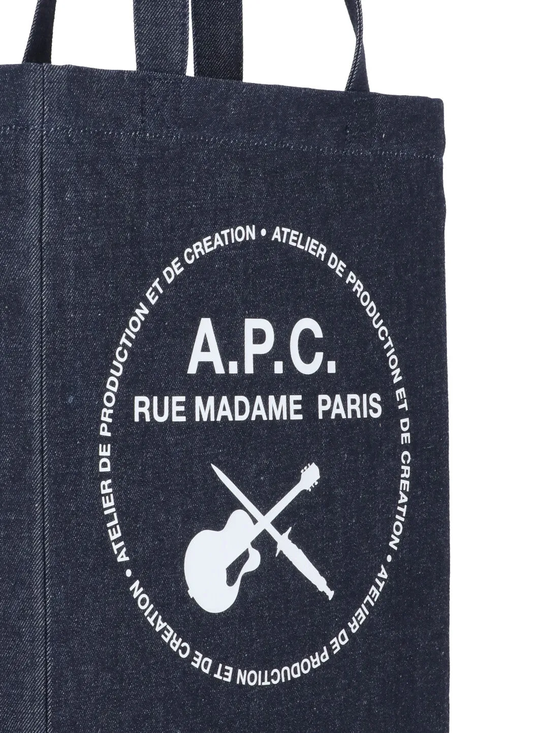 A.P.C. Logo Printed Denim Tote Bag