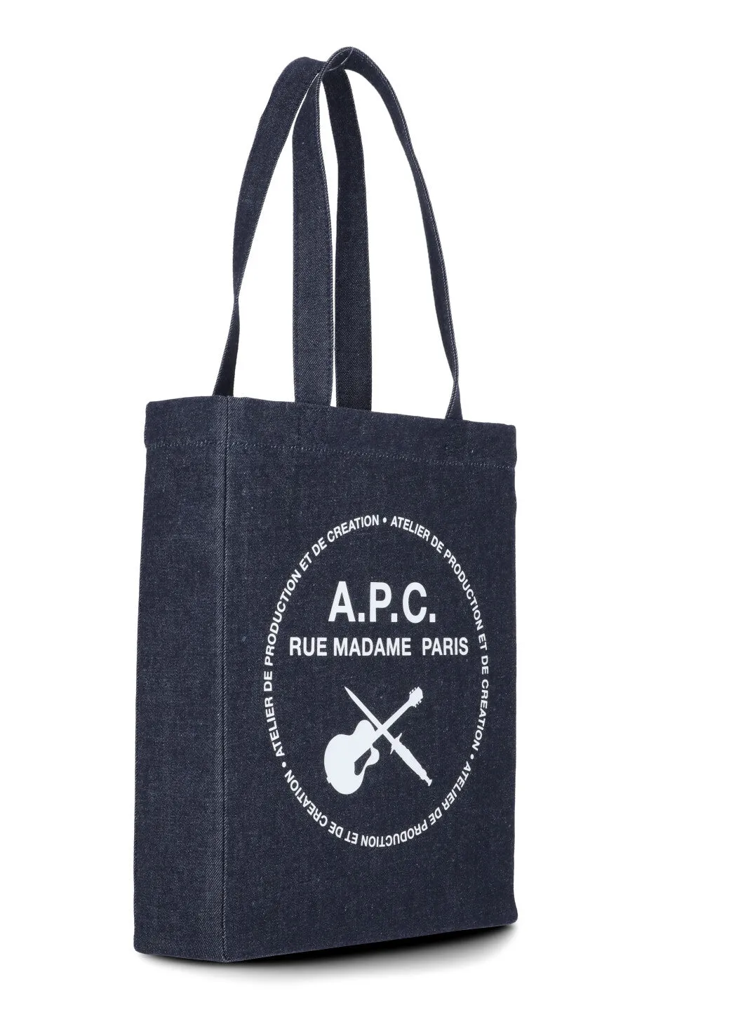 A.P.C. Logo Printed Denim Tote Bag