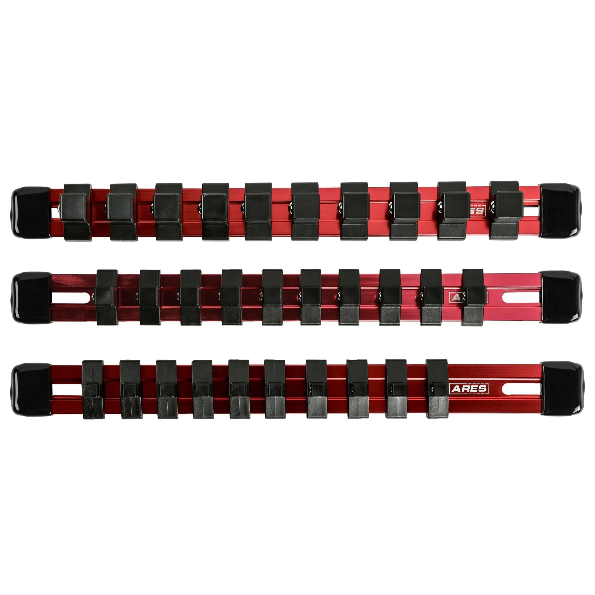 ARES 60079 - 3-Piece Red 9.84-Inch Aluminum Socket Rail Set