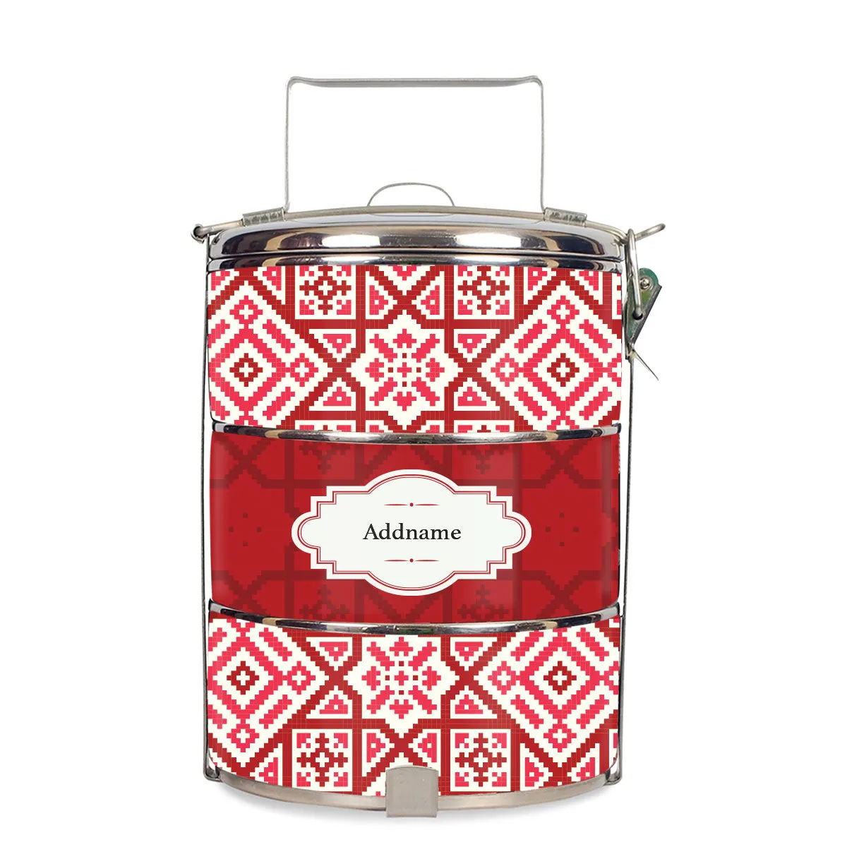 Aztec Moroccan & Mosaic Series 3-Tier Standard Small 12cm Tiffin Carrier [FREE Custom Add Name]