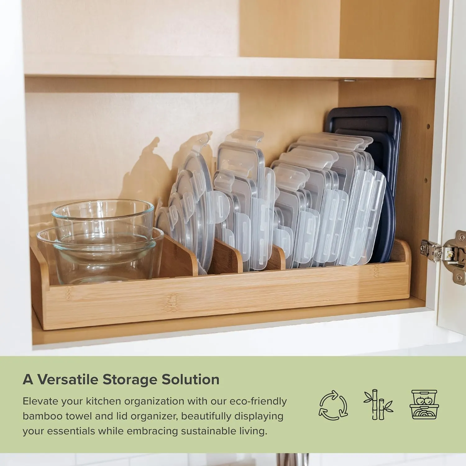 Bamboo Kitchen Towel and Food-Storage Organizer