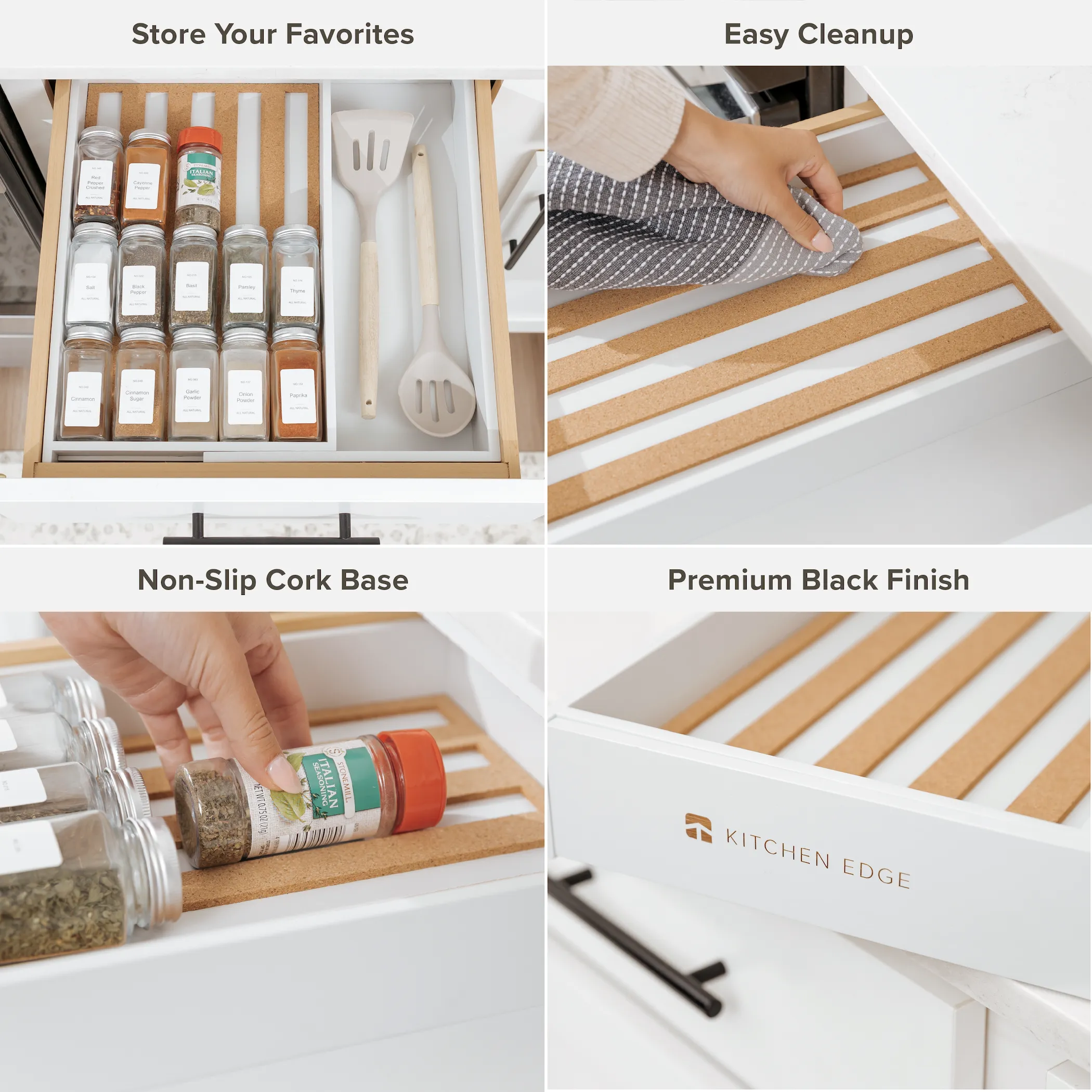 Bamboo Spice Drawer Organizer Whit Finish (Expands 10.5 to 18.5 in)