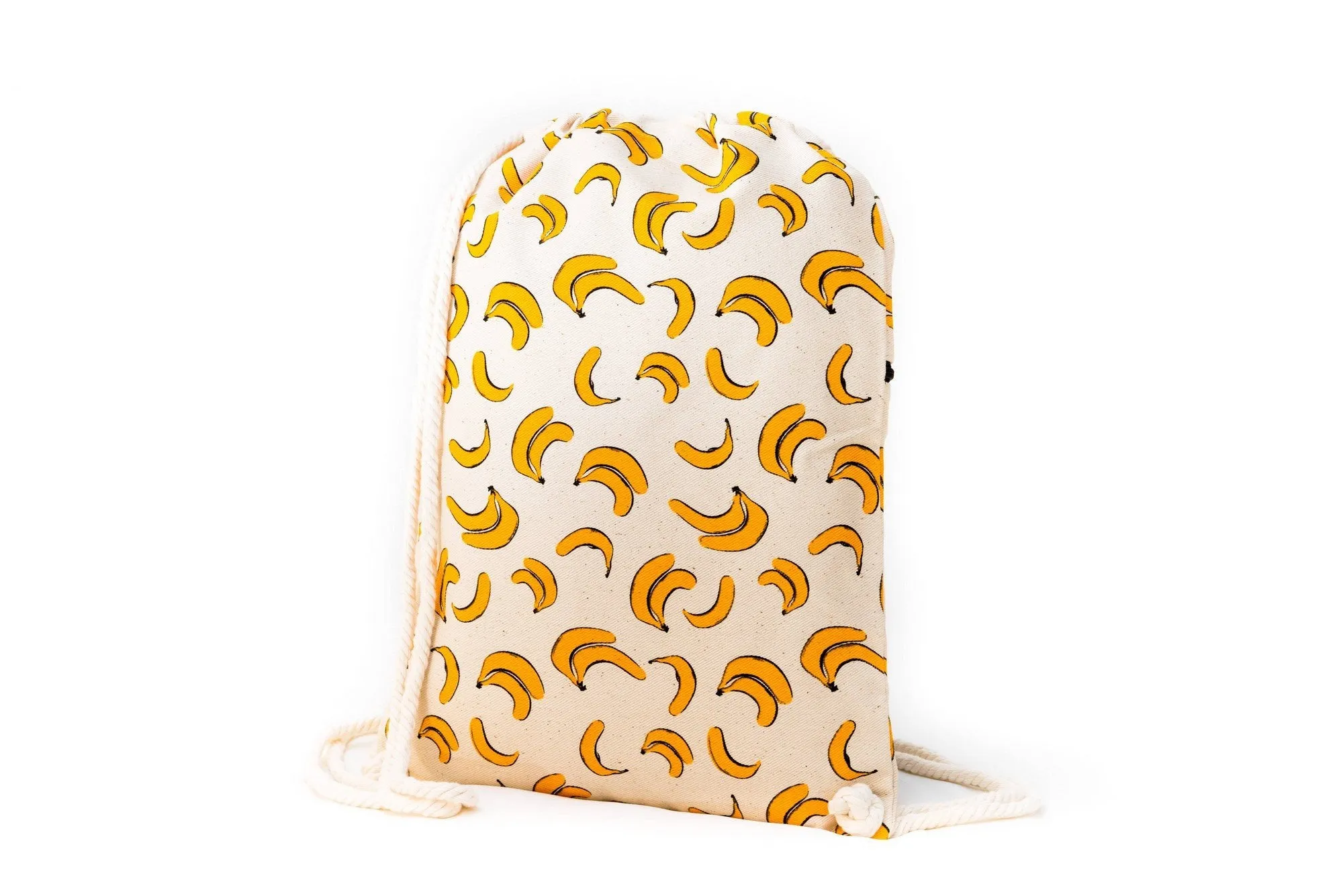 Banana Pattern Canvas Drawstring Backpack