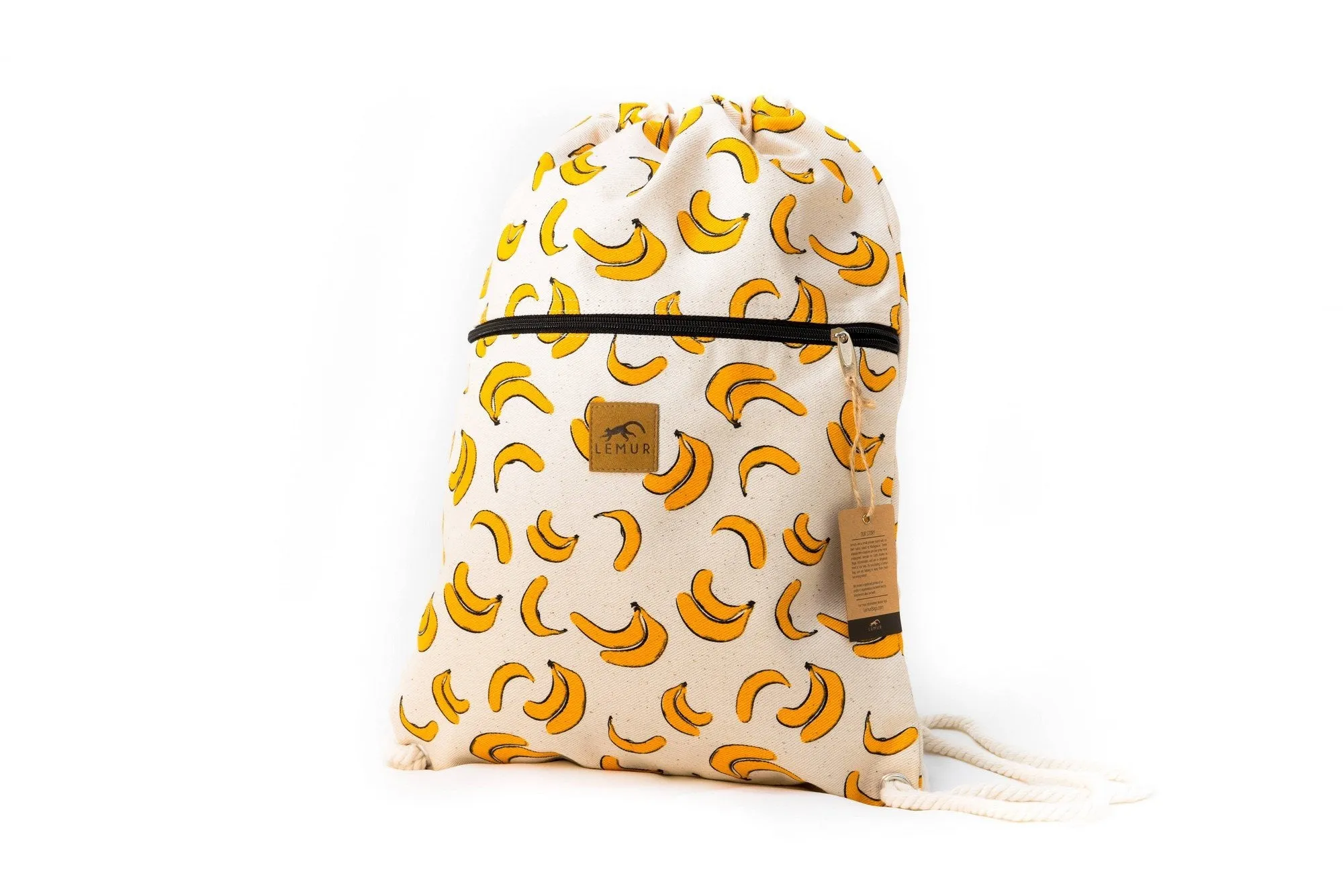 Banana Pattern Canvas Drawstring Backpack