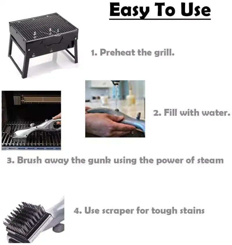 Barbecue Grill Outdoor Steam Cleaning Brush BBQ Cleaner Charcoal Scraper