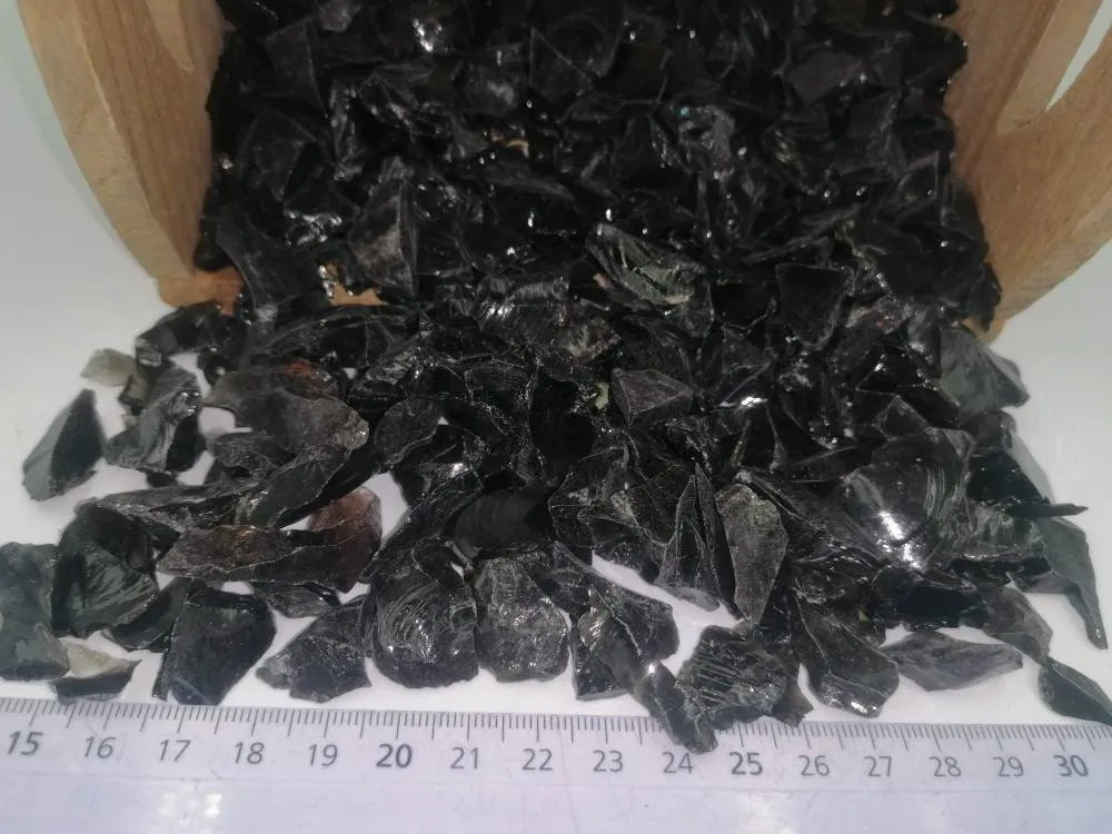 Black Obsidian Crystal Chips, Tumbled Healing Gemstone, New Age Rough Semi-Precious Rocks