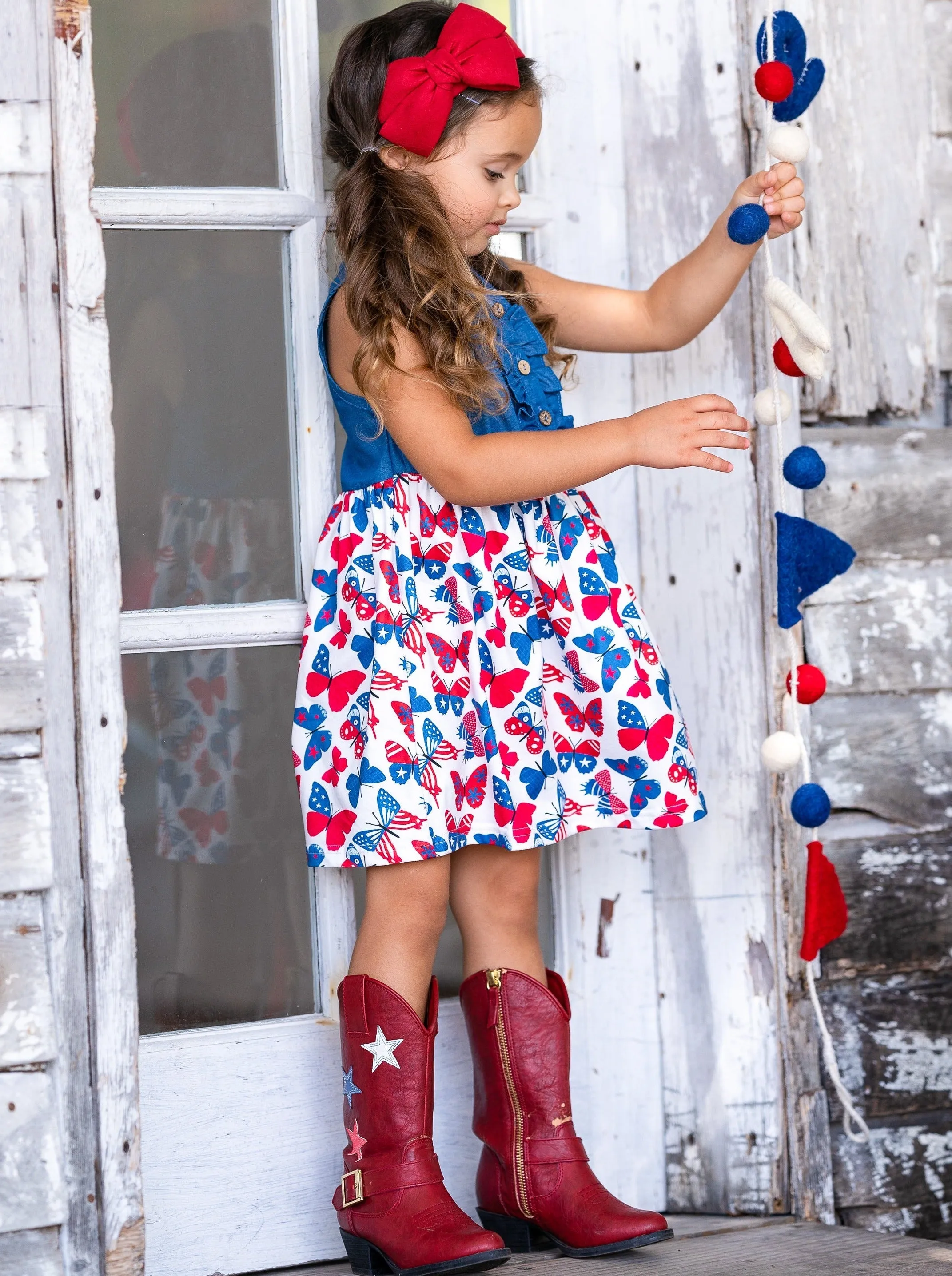 Brave and Beautiful Chambray Butterfly Dress