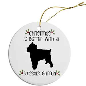 Breed Specific Round Christmas Ornament Brussels Griffon