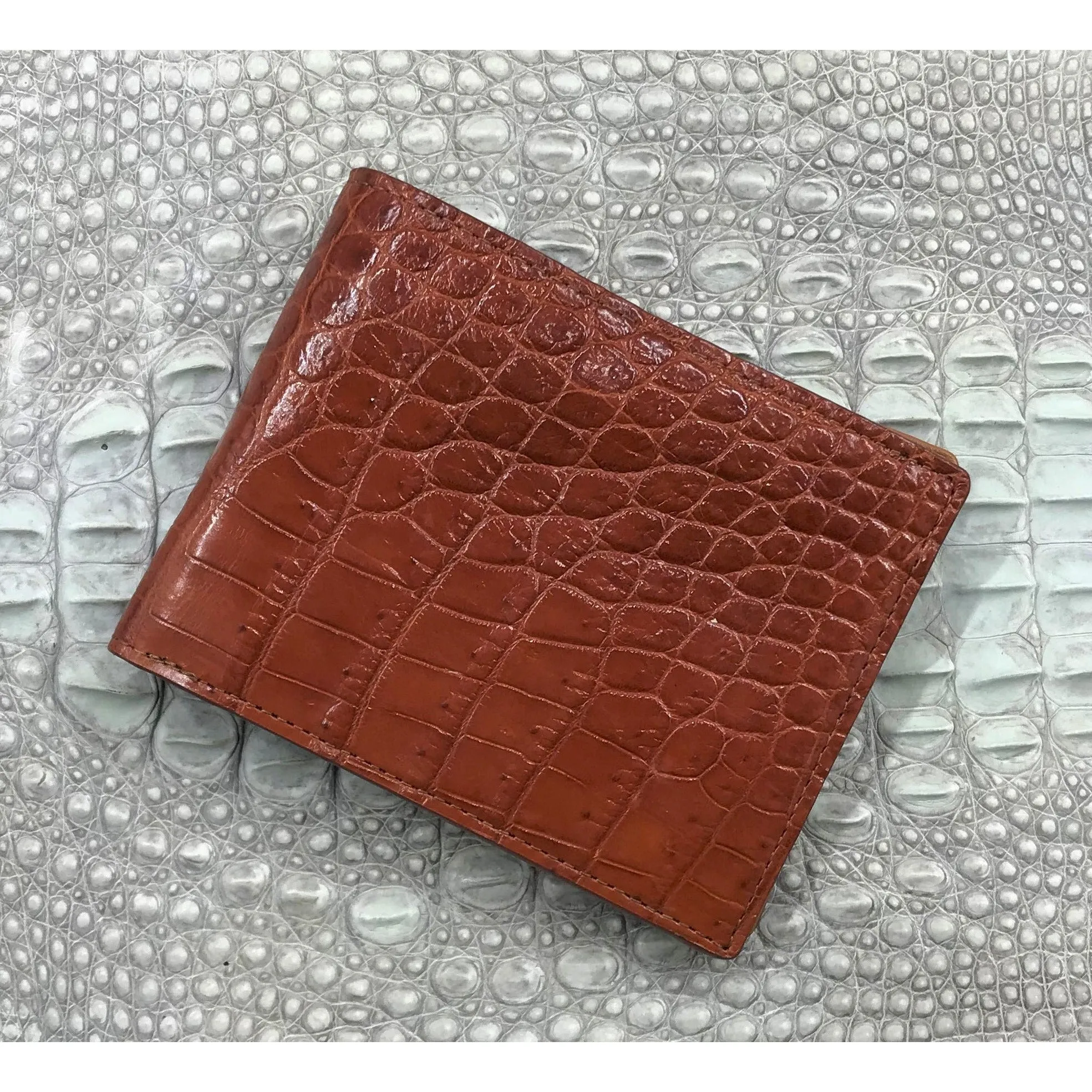 Brown Alligator Skin Bifold Wallet For Men | Handmade Crocodile Leather Wallet RFID Blocking | VL5546