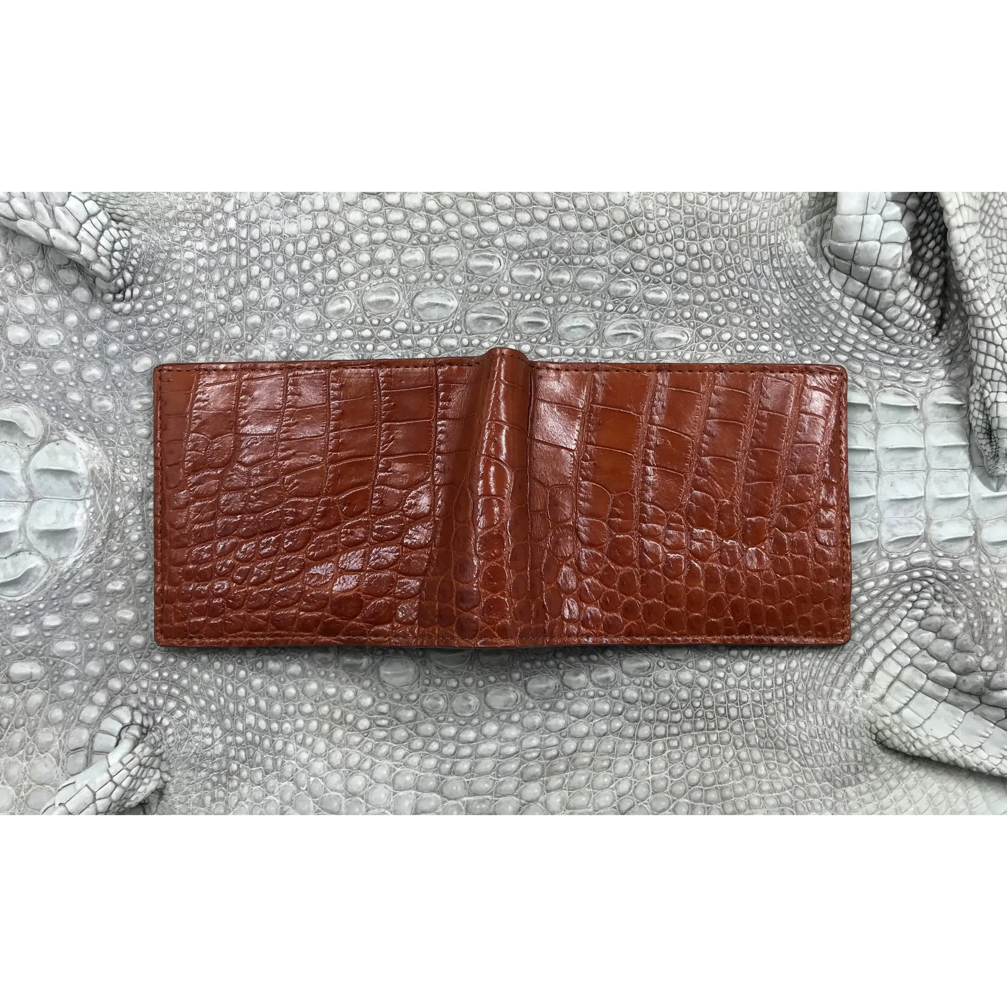 Brown Alligator Skin Bifold Wallet For Men | Handmade Crocodile Leather Wallet RFID Blocking | VL5546