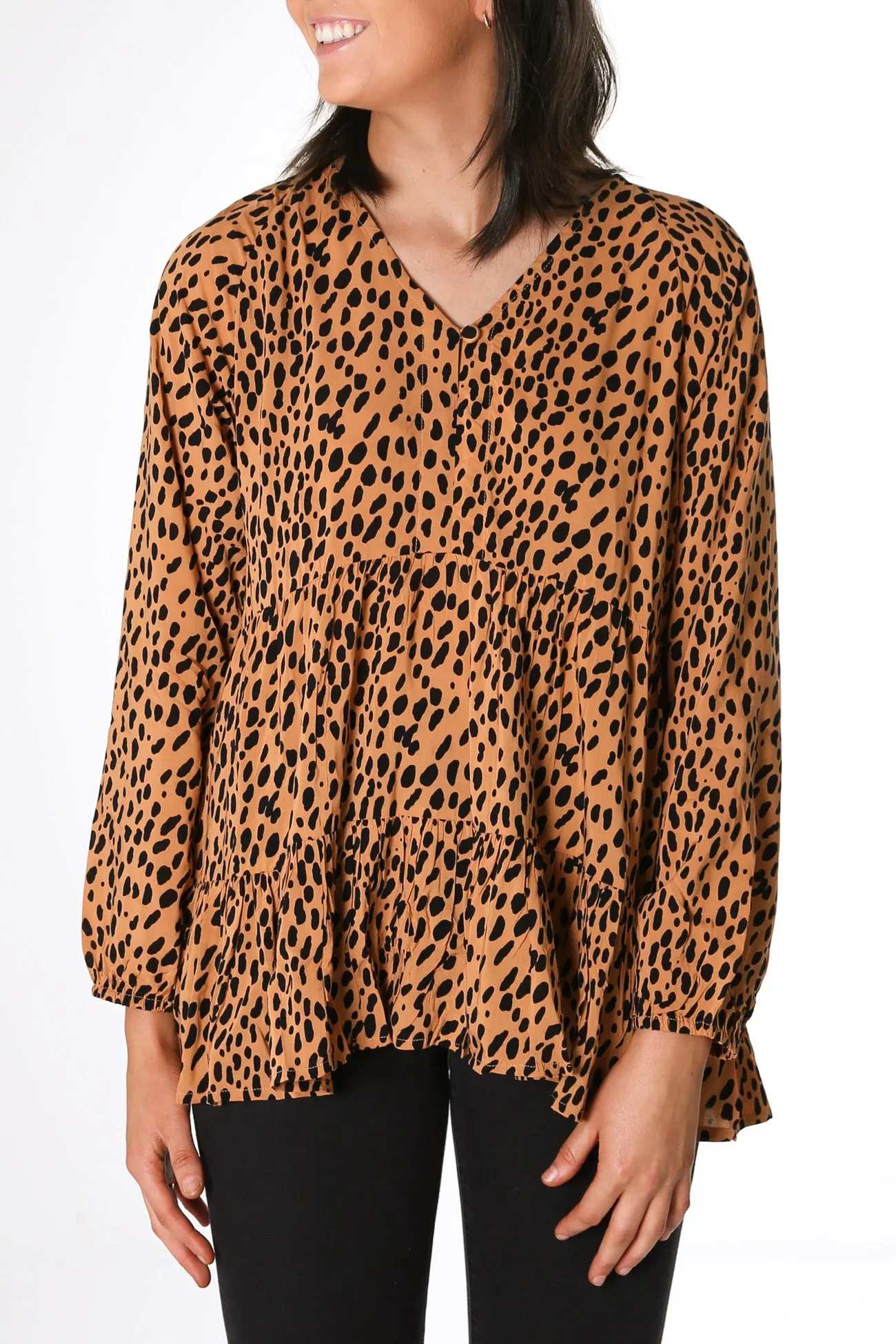 Cali Longsleeve Top Toffee Leopard