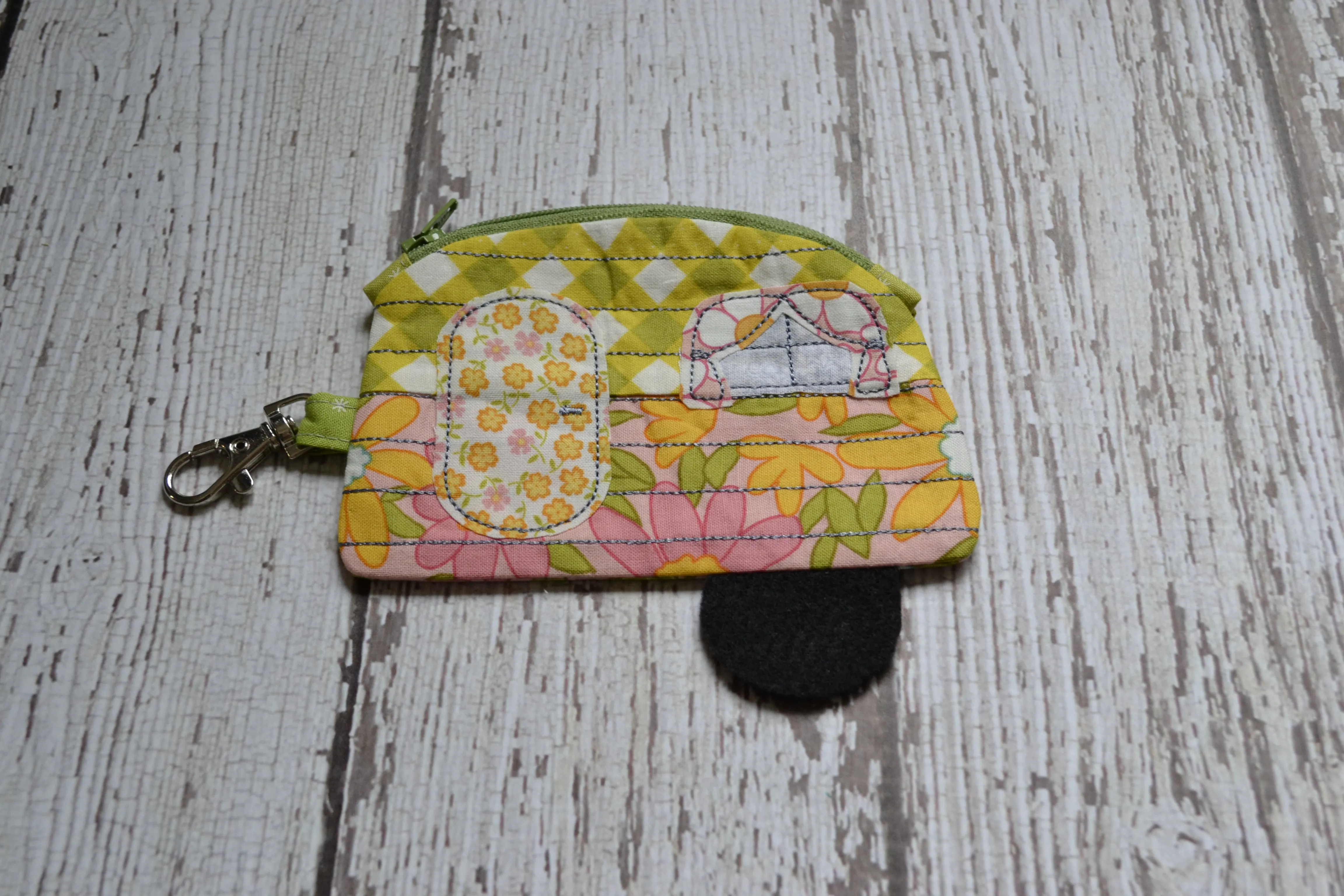 Camper Shaped Coin Purse -Re-Purposed Fabric - Group M - (3)