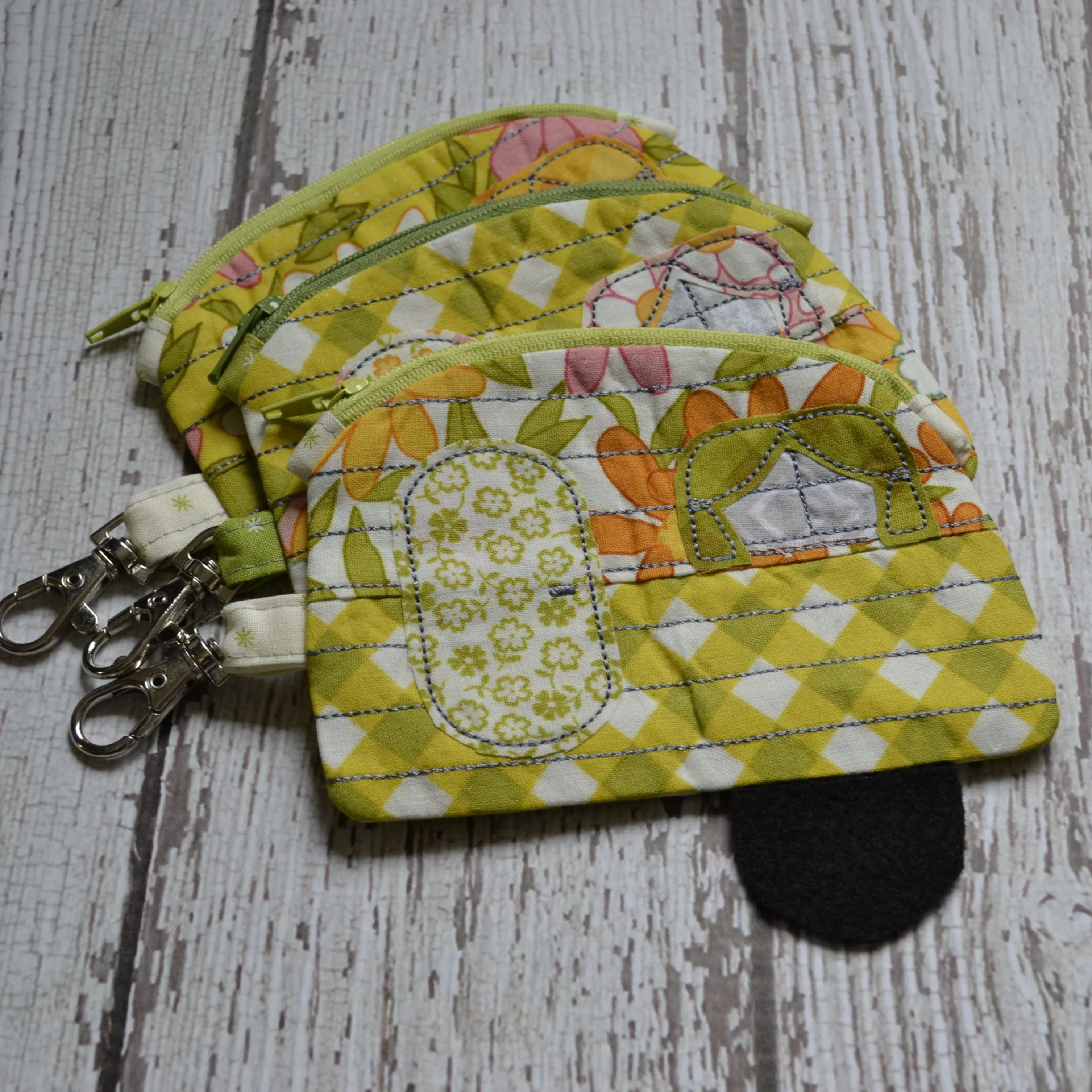 Camper Shaped Coin Purse -Re-Purposed Fabric - Group M - (3)