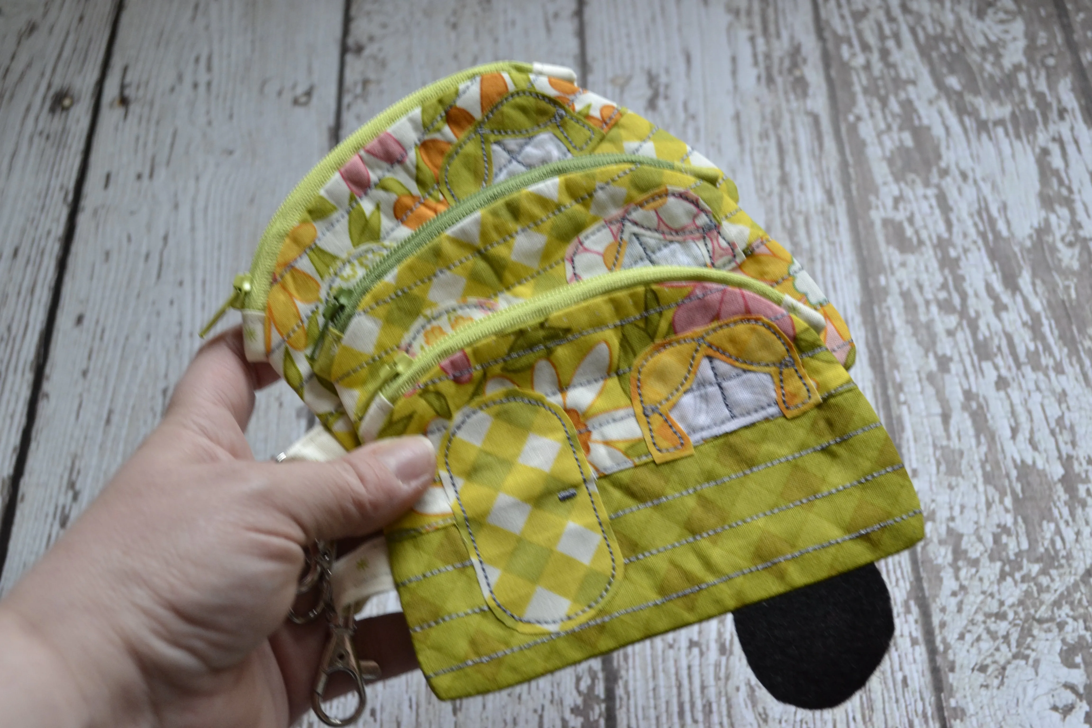 Camper Shaped Coin Purse -Re-Purposed Fabric - Group M - (3)