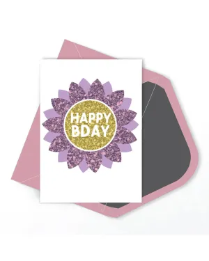 Candle Bark Blooming Happy Bday Card