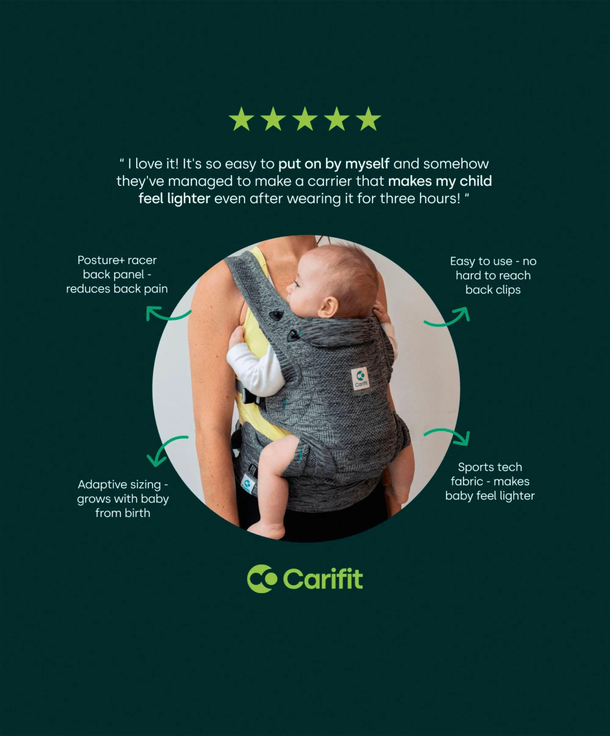 Carifit  Baby Carrier – Cool Grey