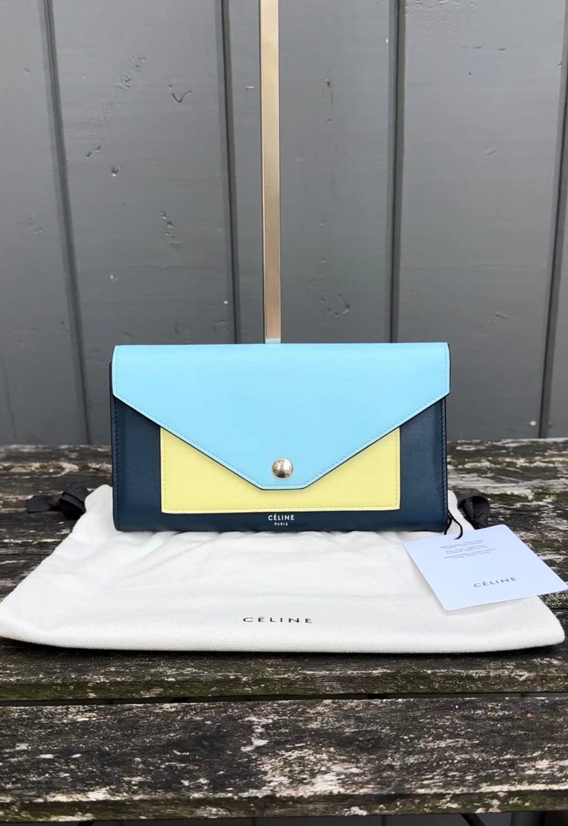 CELINE Calfskin Pocket Trifold Envelope Flap Wallet