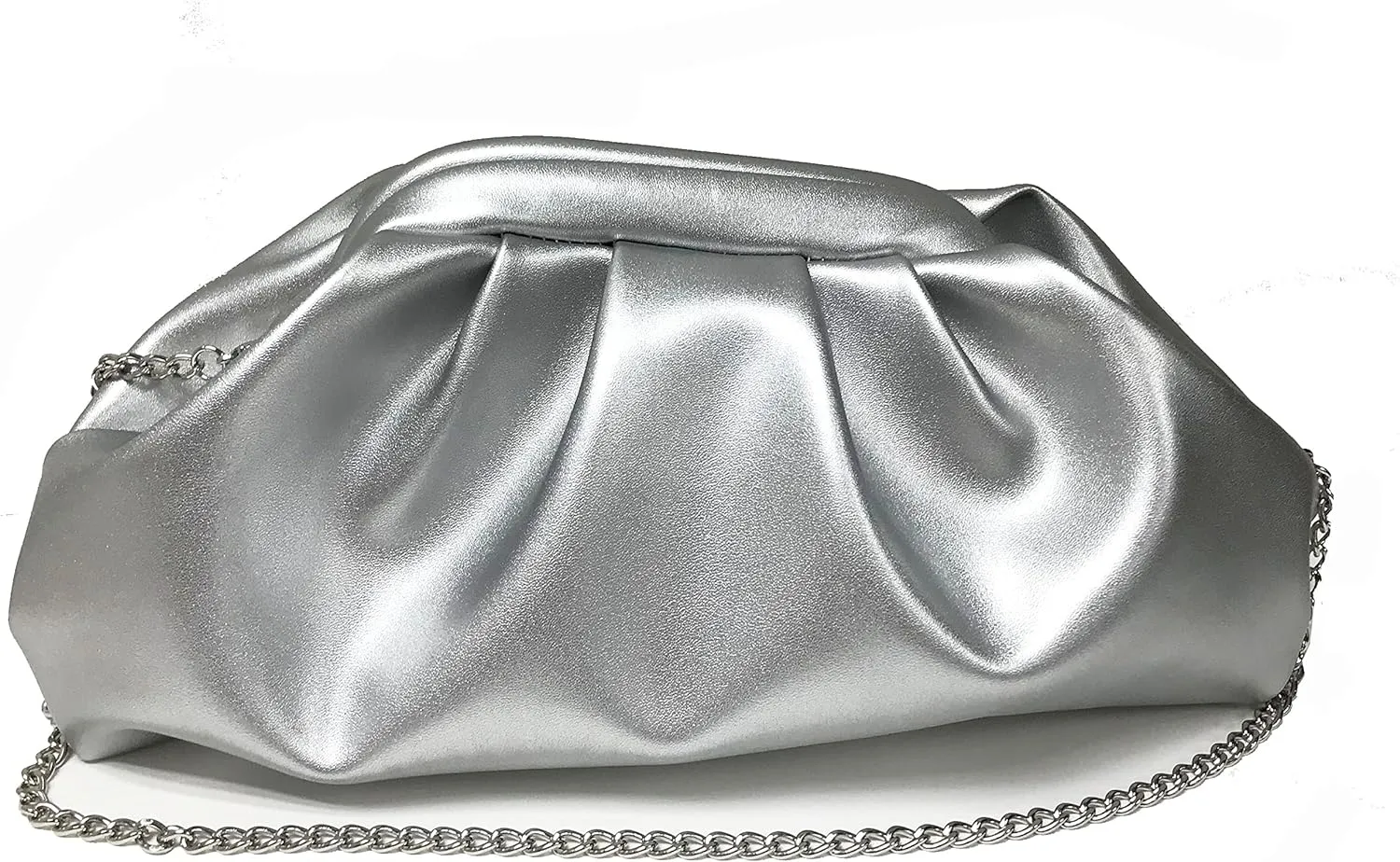 Cocktail Party Cloud Style Silver Clutch Evening Bag