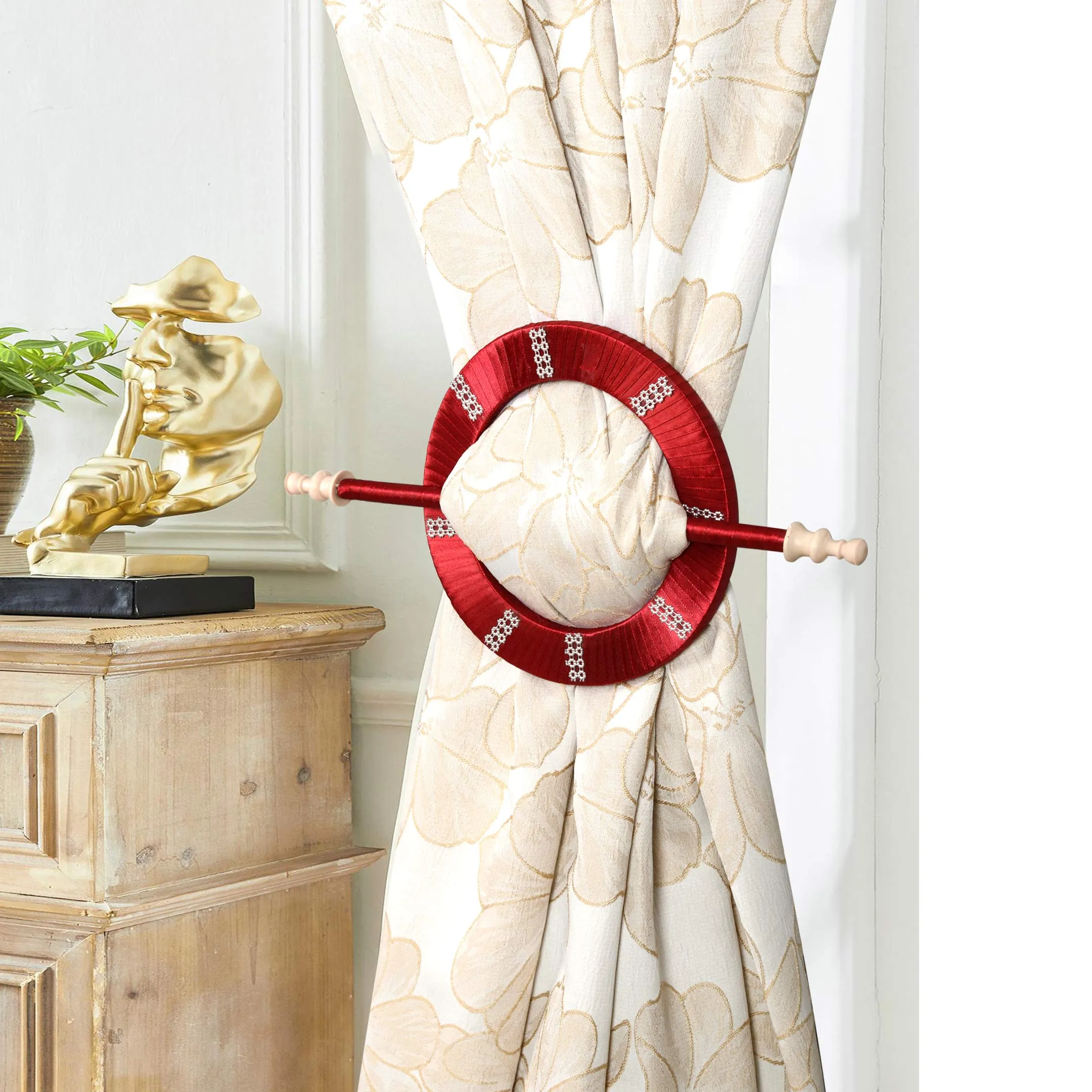 Contemporary Circle Curtain Holder with Stick