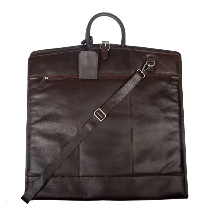 Cotehele Antique Brown Leather Suit Carrier