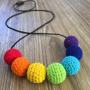 Crochet Bead Nursing Necklace - Rainbow