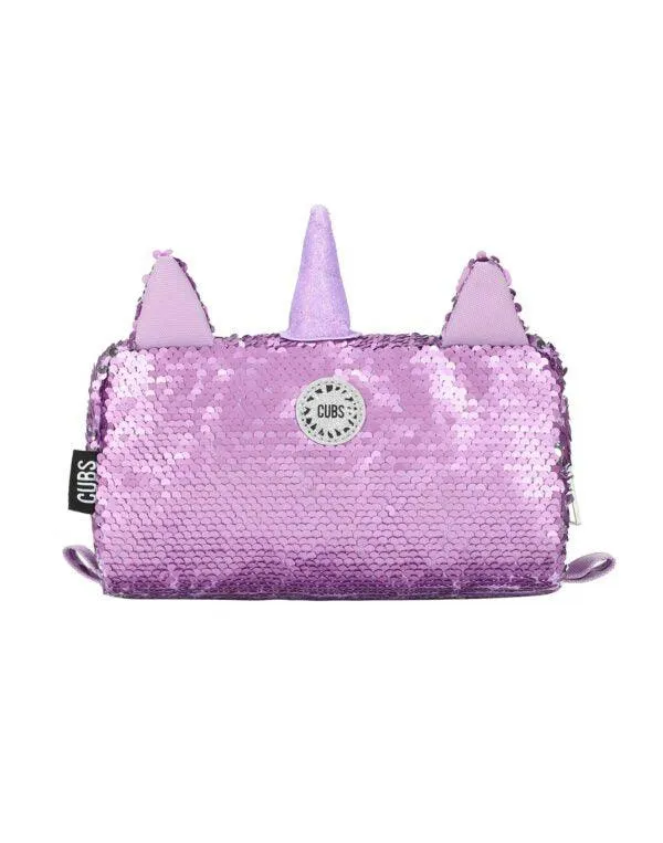 Cubs Cute Purple Unicorn Sequin Pencil Case