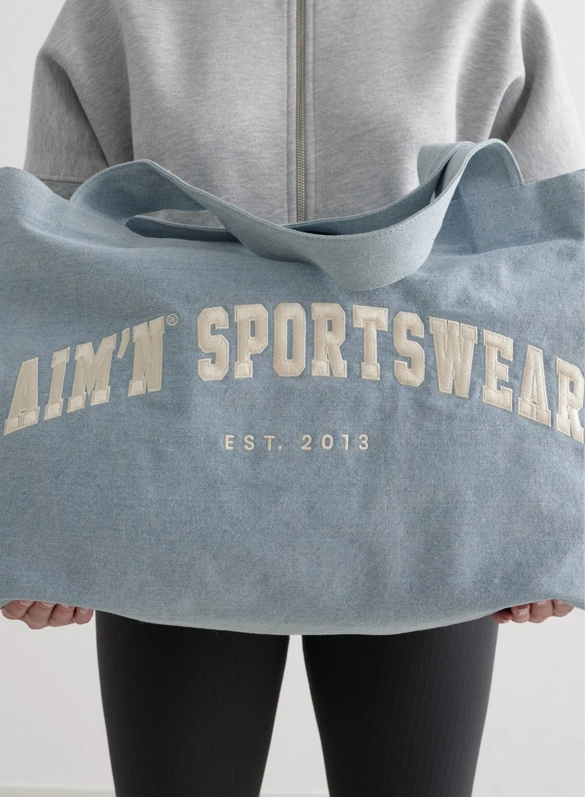 Denim Varsity Tote Bag