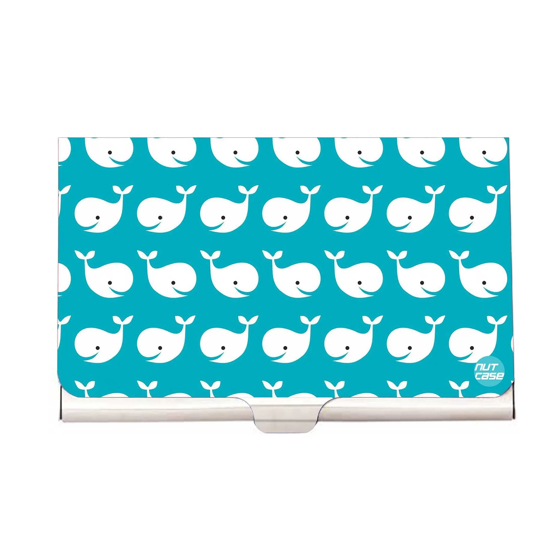 Designer Visiting Card Holder Nutcase - Cute Whales - Nautical