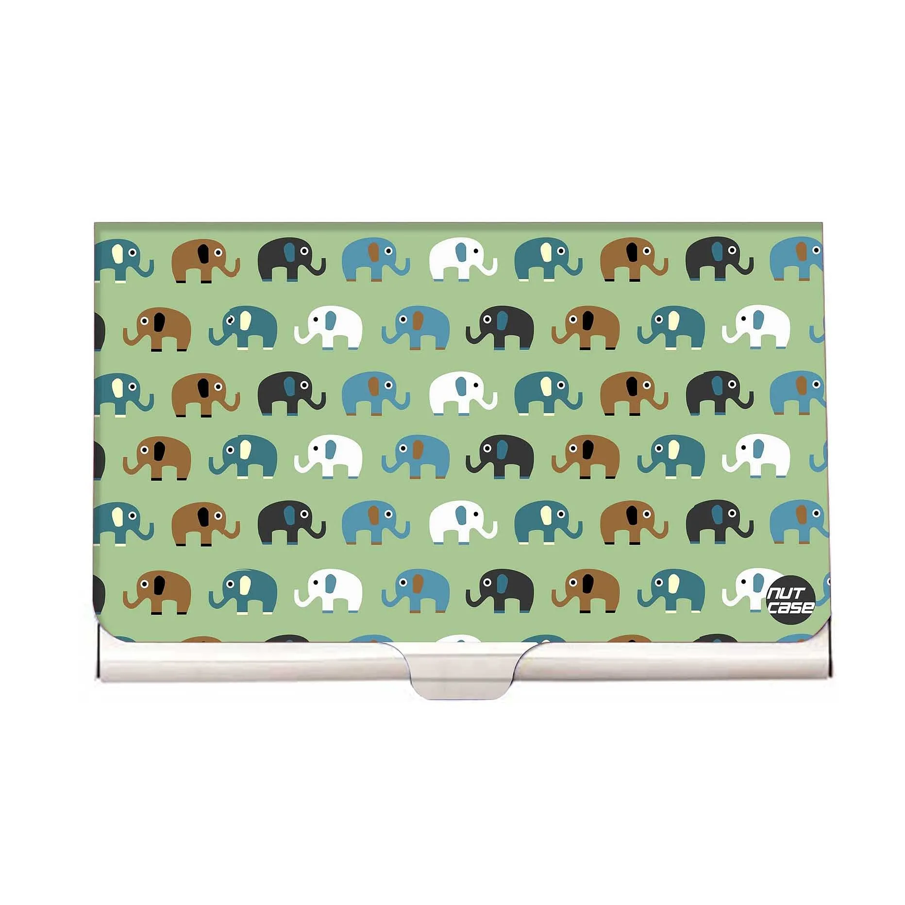 Designer Visiting Card Holder Nutcase - Elephant (Green)