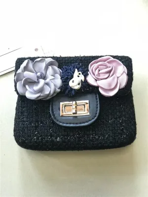 Doe a Dear Black Fabric and Bunny Little Girls Purse