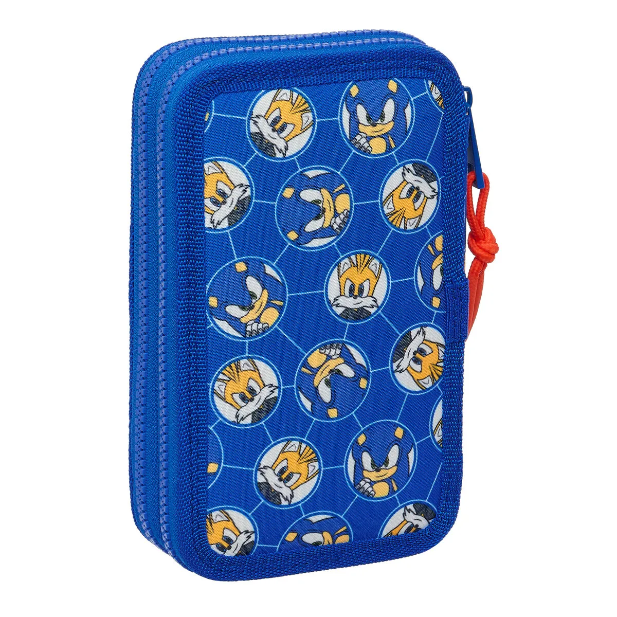 Double Pencil Case Sonic Prime Blue 12.5 x 19.5 x 4 cm 28 Pieces