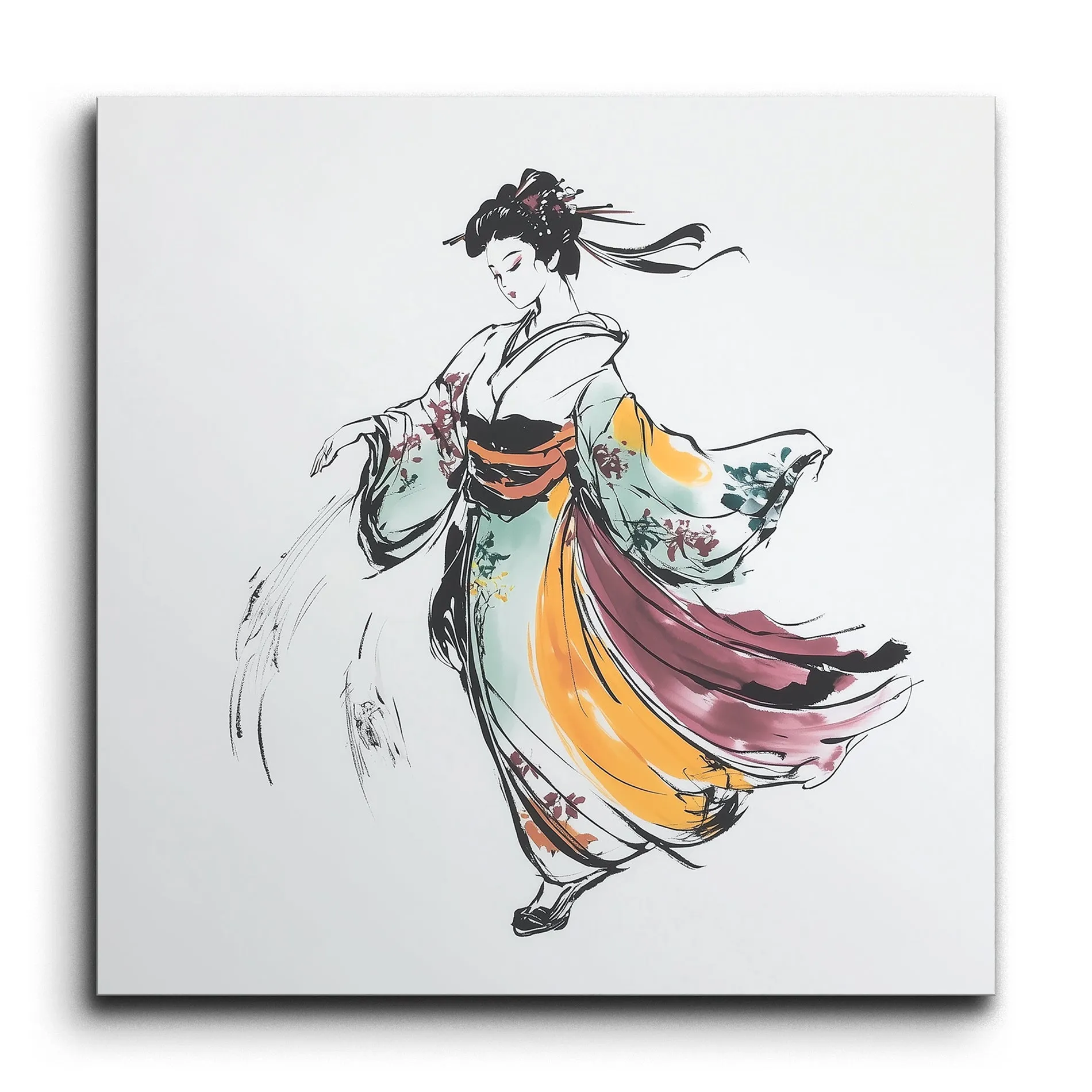 Elegant Kimono: Ethereal Motion in Color