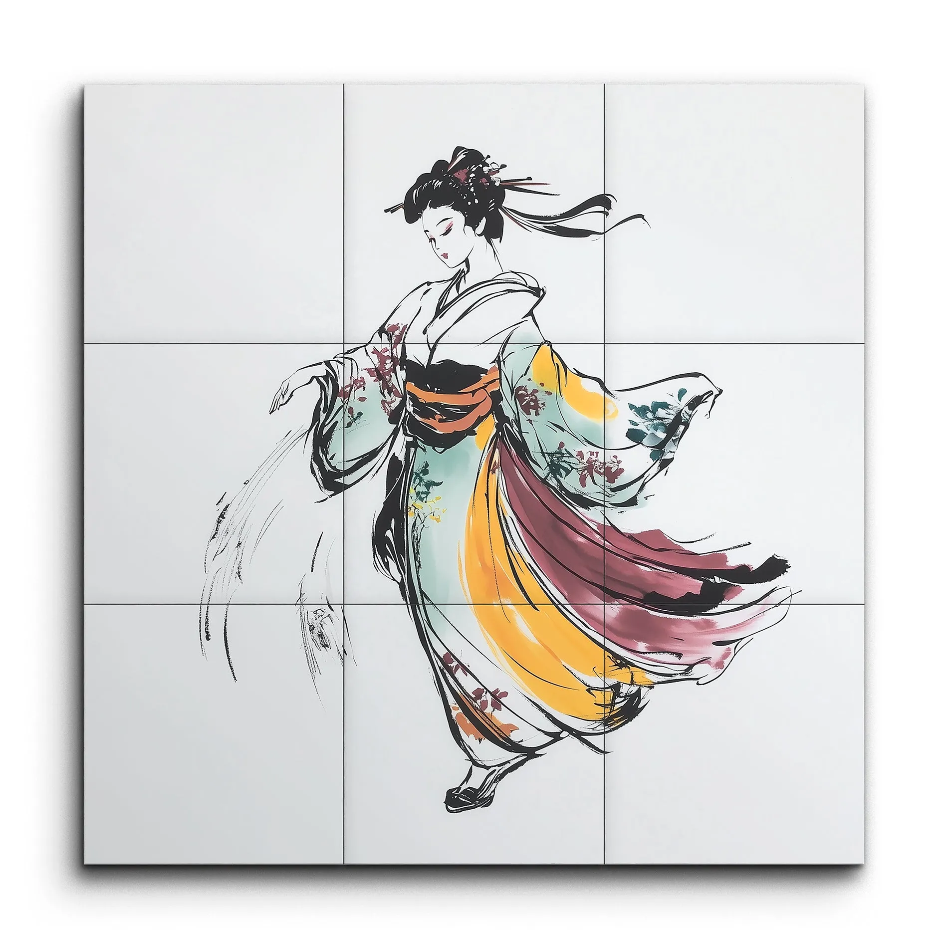 Elegant Kimono: Ethereal Motion in Color