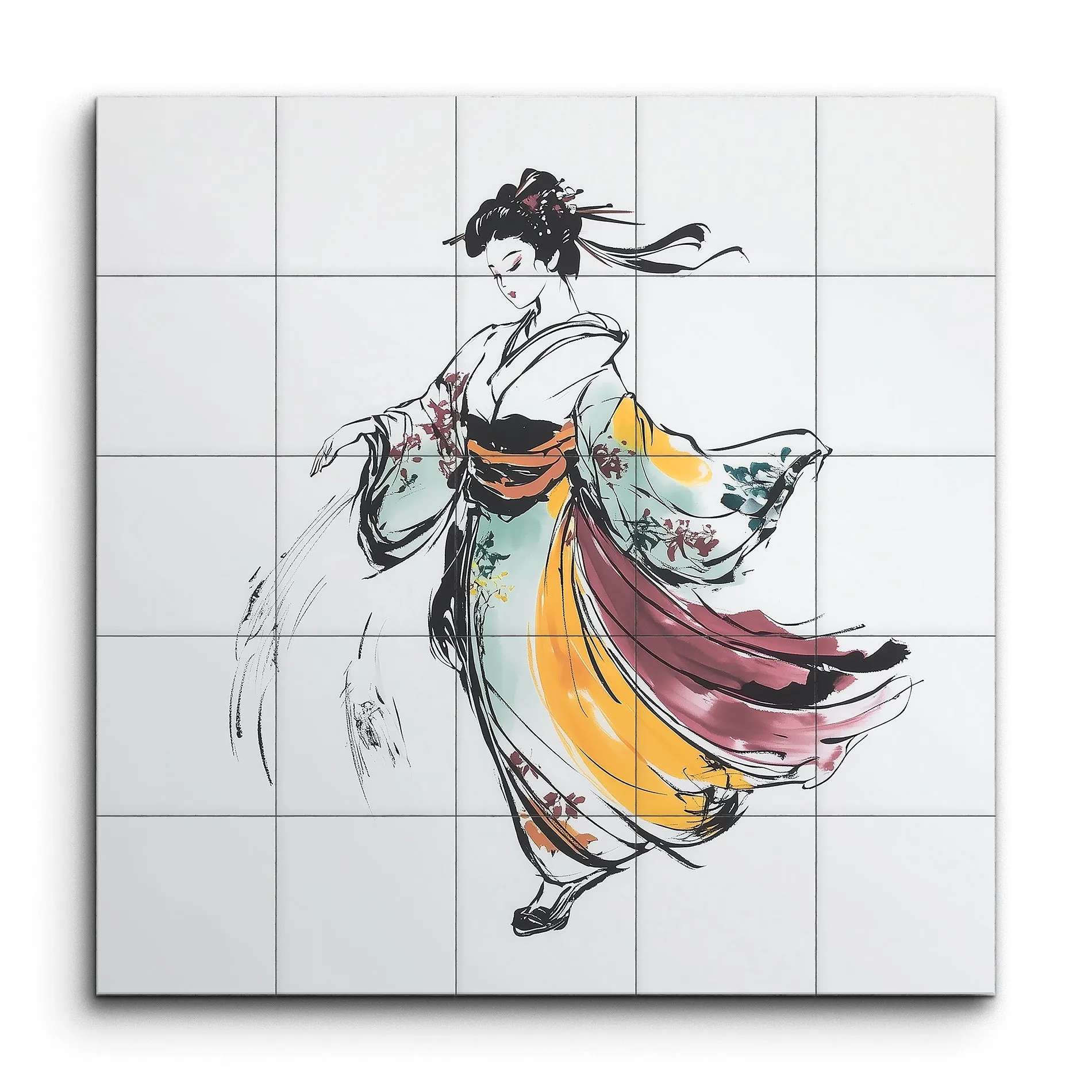 Elegant Kimono: Ethereal Motion in Color