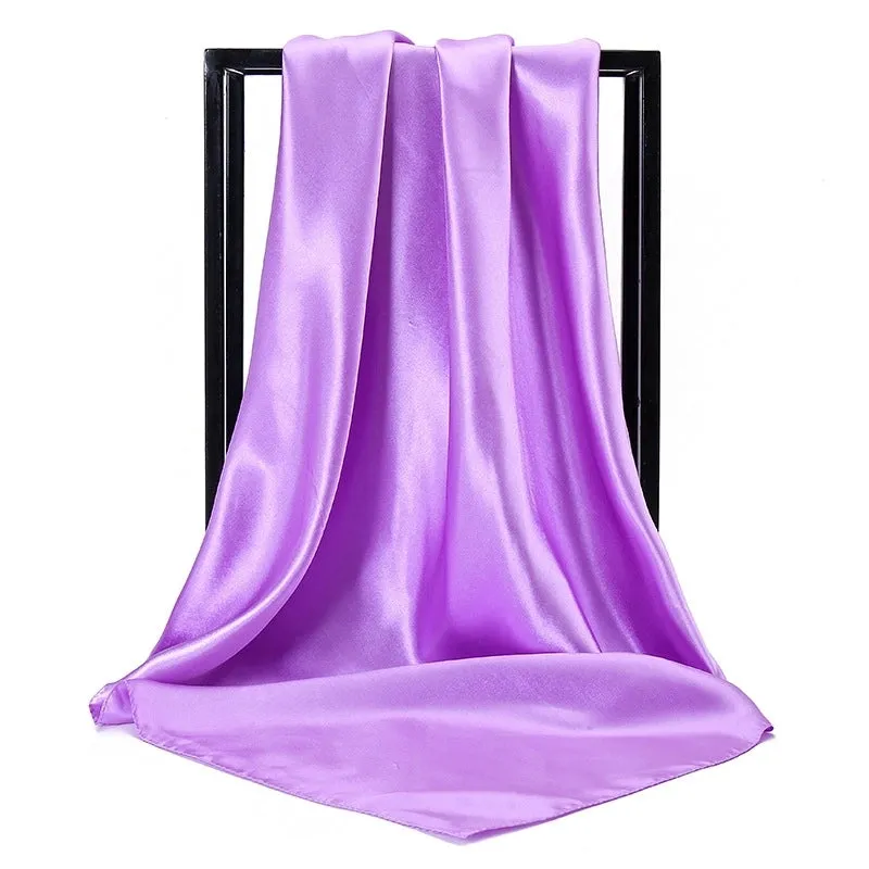 Elegant Solid Color Satin Polyester Scarves