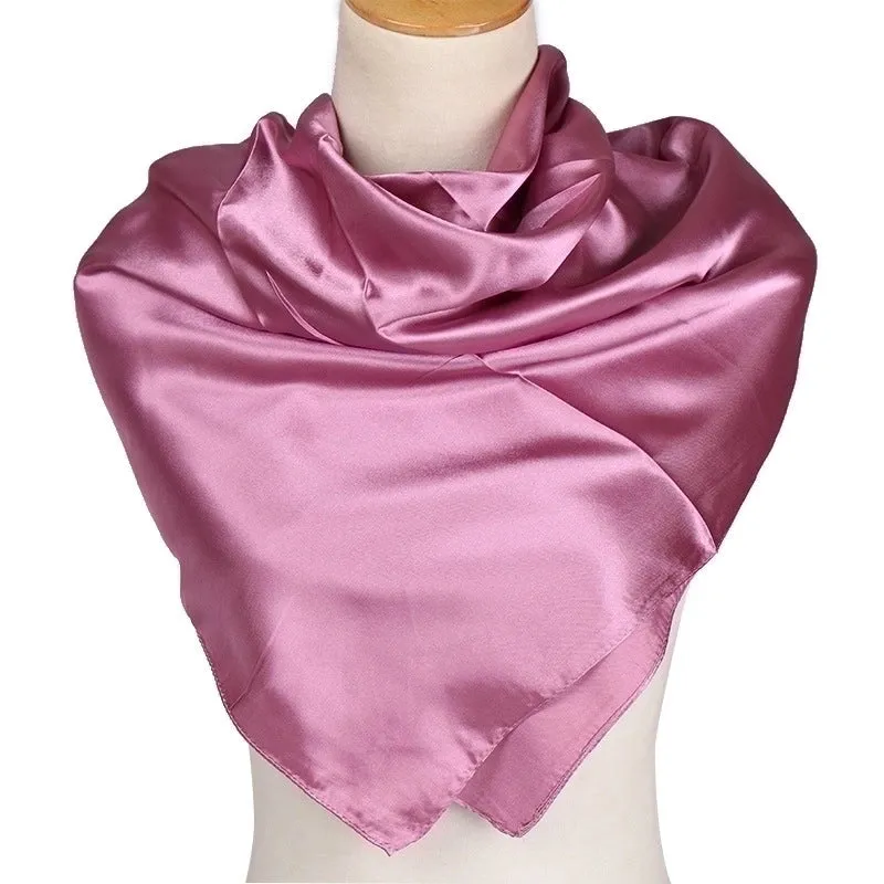 Elegant Solid Color Satin Polyester Scarves